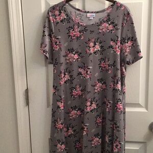 LuLaRoe Gray Dress with Pink Floral Design
